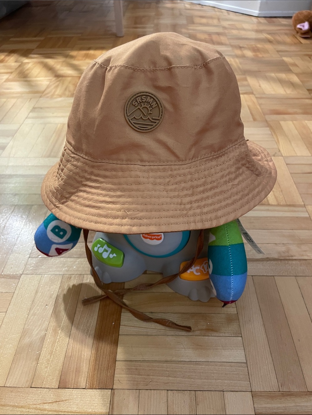 SRSMN Tan Kids Bucket Hat with Chin Tie